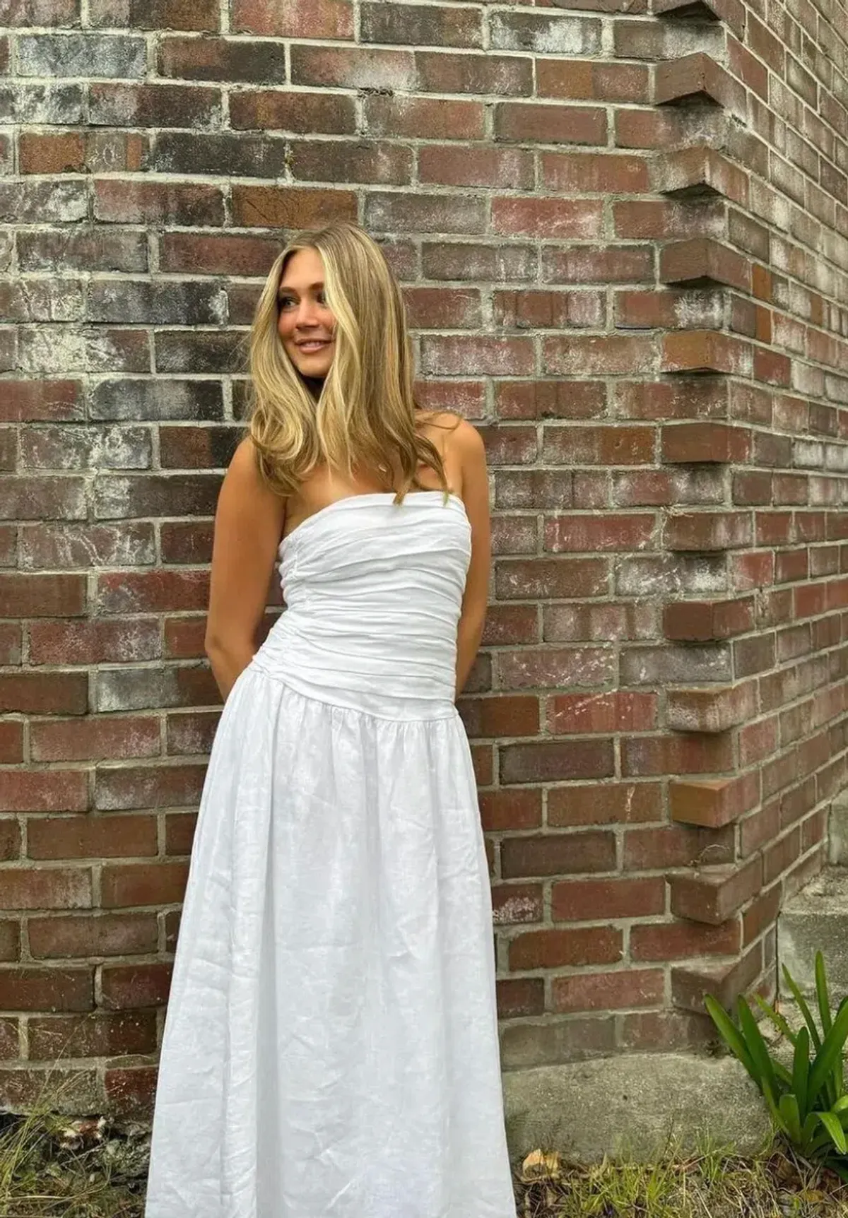 Dissh Catania Linen Strapless Dress White Size 6 - Image 3