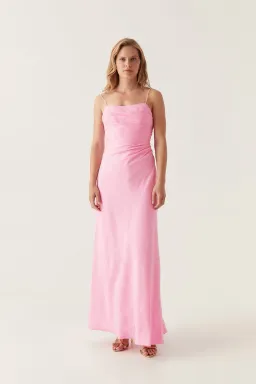 Aje Clarice Draped Maxi Dress Bon Bon Pink Size 12 for rent on The Volte - image 1