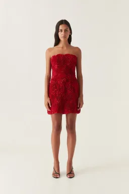 Aje Gazer Rosette Mini Dress Scarlet Red Size 8 for rent on The Volte - image 1