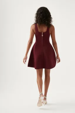 Aje Cast Knit Mini Dress Burgundy Size 8  for rent on The Volte - image 3