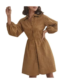 Country Road Puff Sleeve Mini Dress Brown Size 10 for rent on The Volte - image 3