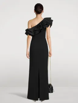 Rebecca Vallance Chloe One-Shoulder Taffeta-Trimmed Stretch Gown Black Size 6 for rent on The Volte - image 2