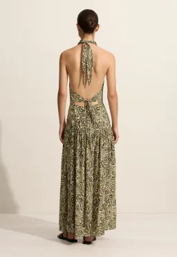 Matteau Scarf Paisley-Print Organic-Silk Dress Green Size 3 / AU 10 for rent on The Volte - image 2