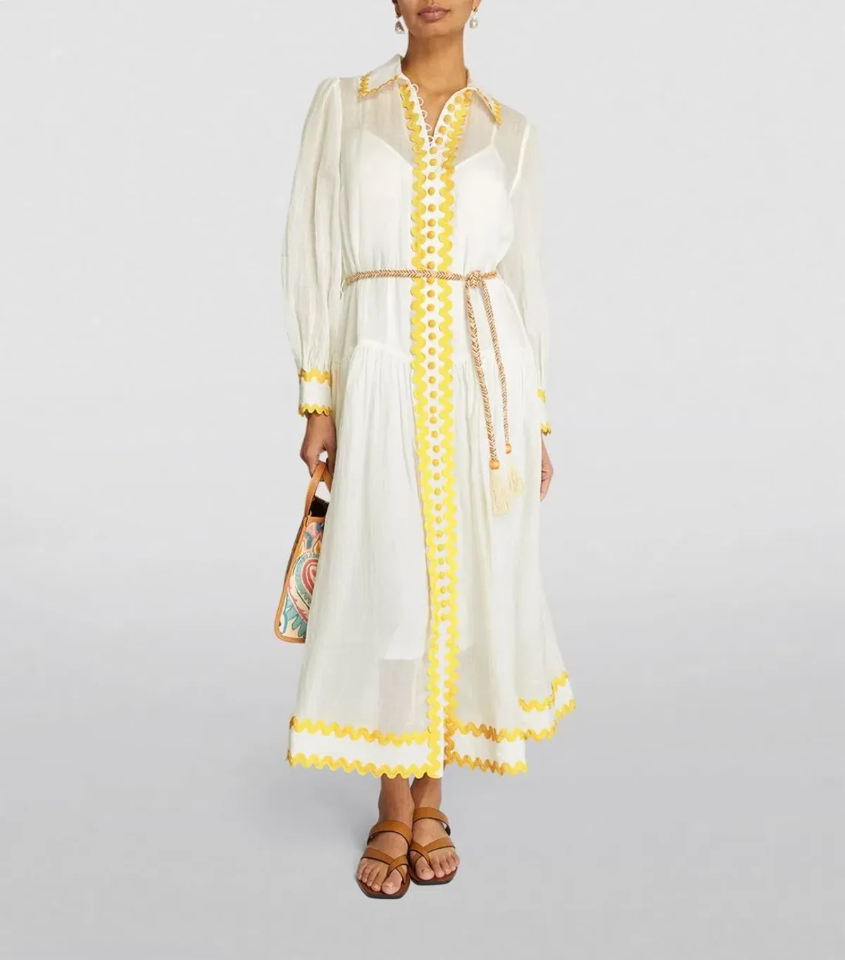 Zimmermann Cira Drop Waist Shirt Dress Ivory Yellow Size 3 / AU 14 - Image 1