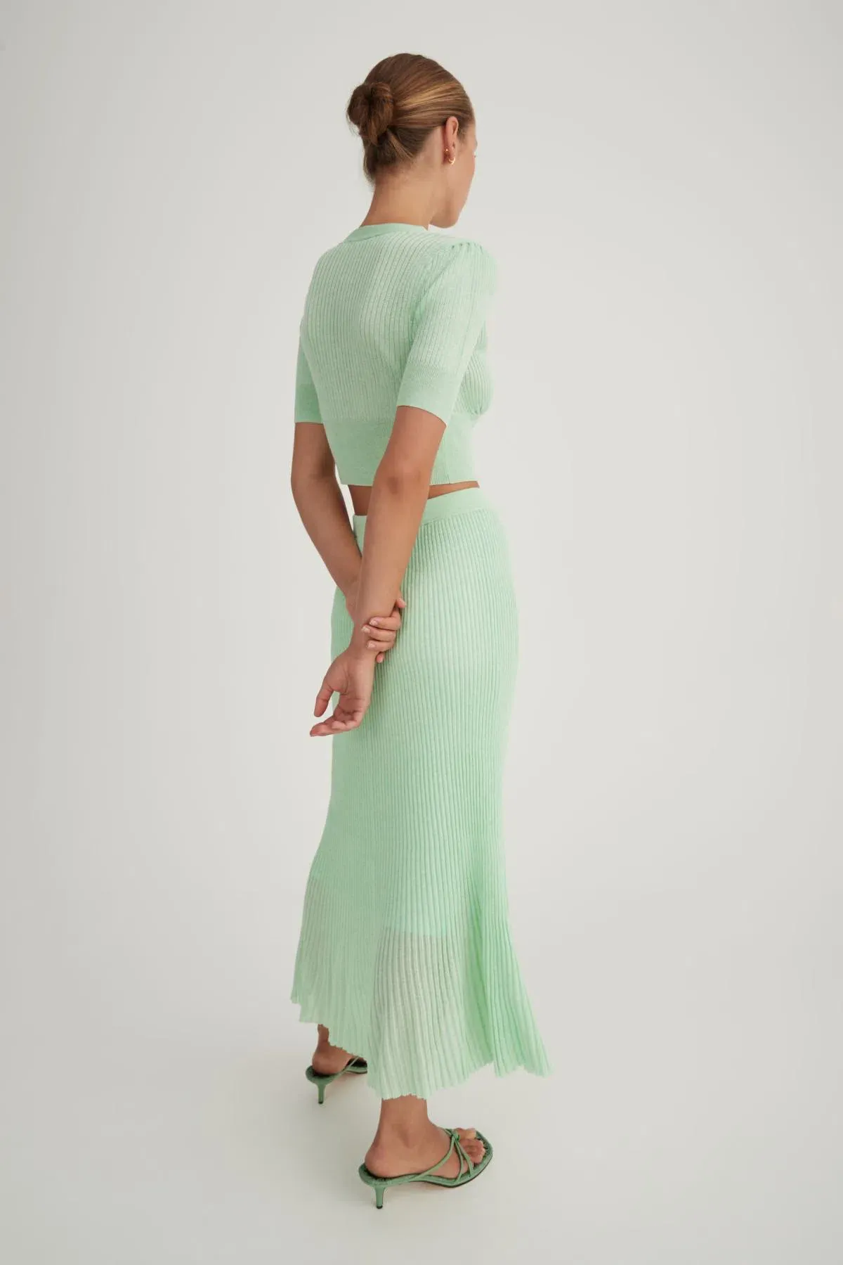 Hansen & Gretel Bernie Knit Cardigan and Midi Skirt Set Melon Size S / AU 8 - Image 3