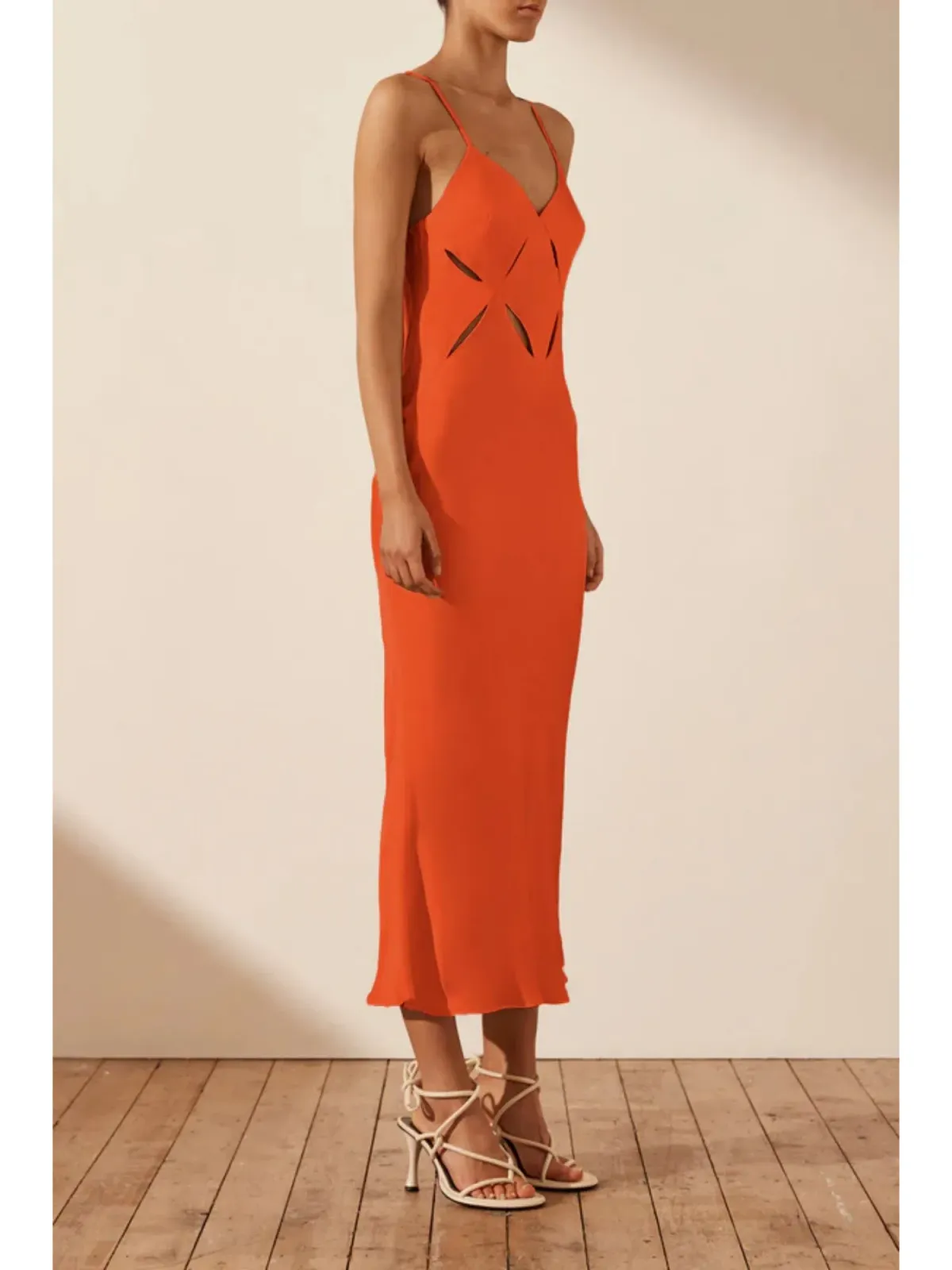 Shona Joy Milo Cut Out Midi Dress Hibiscus Size AU 6 - Image 2