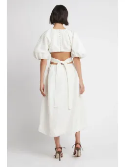 Aje Mimosa Cutout Midi Dress White Size AU 10 for rent on The Volte - image 2