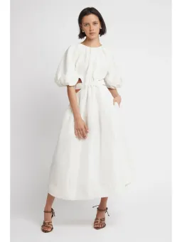 Aje Mimosa Cutout Midi Dress White Size AU 10 for rent on The Volte - image 1