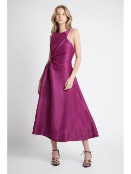 Aje Chateau Cut Out Midi Dress Fuchsia Size AU 10 for rent on The Volte - image 2
