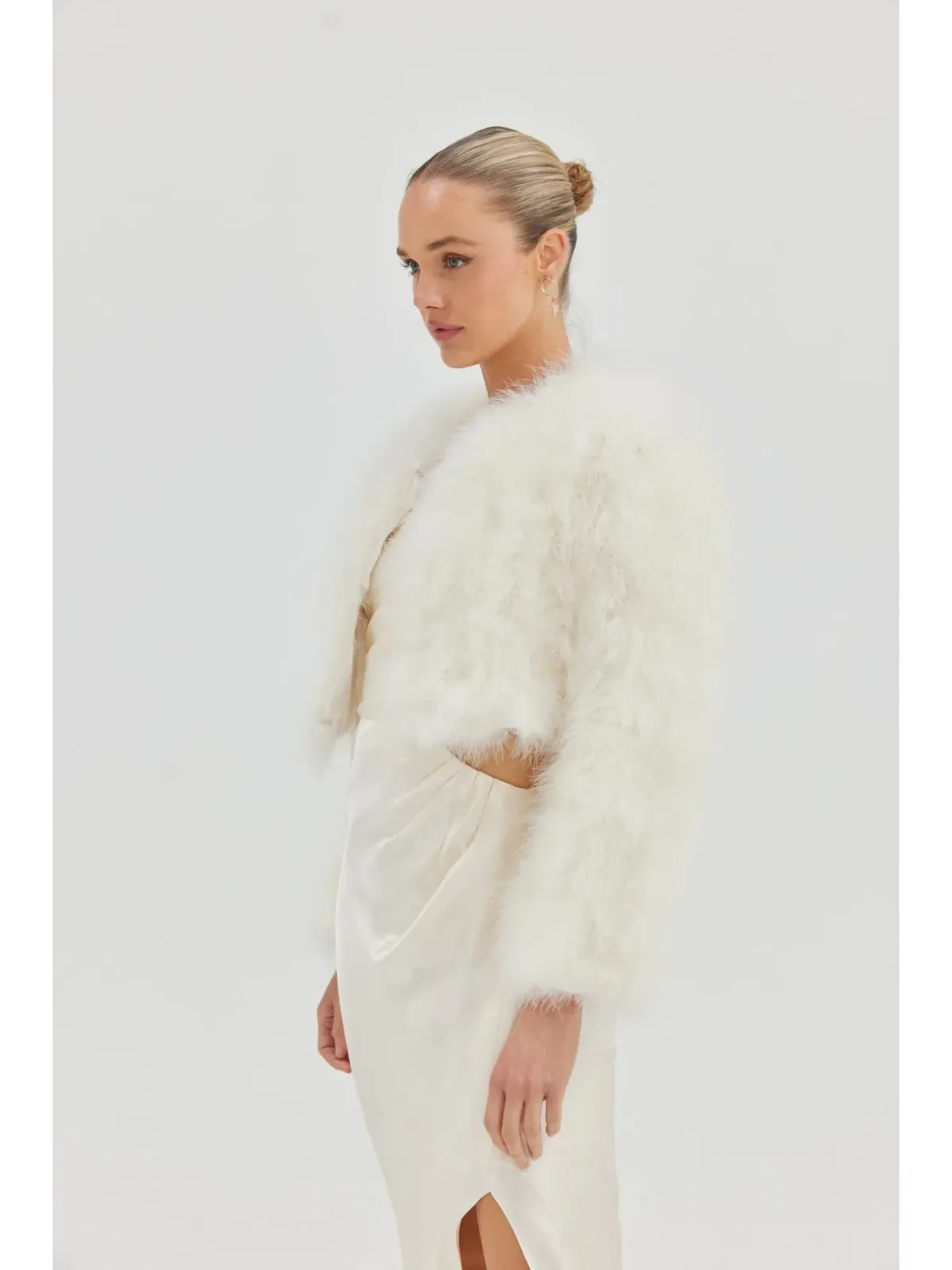 Bubish Luxe Bridal Manhattan Crop Jacket in Ivory Size XS / AU 6 - Image 2