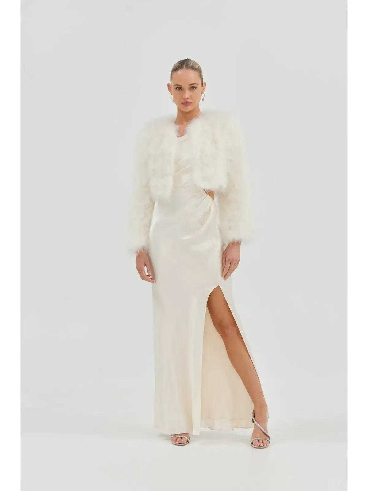 Bubish Luxe Bridal Manhattan Crop Jacket in Ivory Size XS / AU 6 - Image 1
