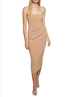 Bec & Bridge Elke Strapless Midi Dress in Beige Size AU 12 for rent on The Volte - image 1