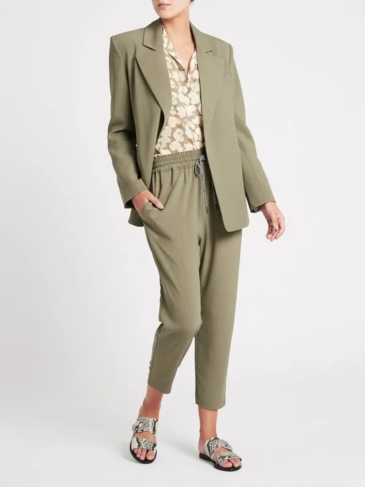 Camilla & Marc Reggio Two-Piece Suit Dusty Khaki Size 8 - Image 1