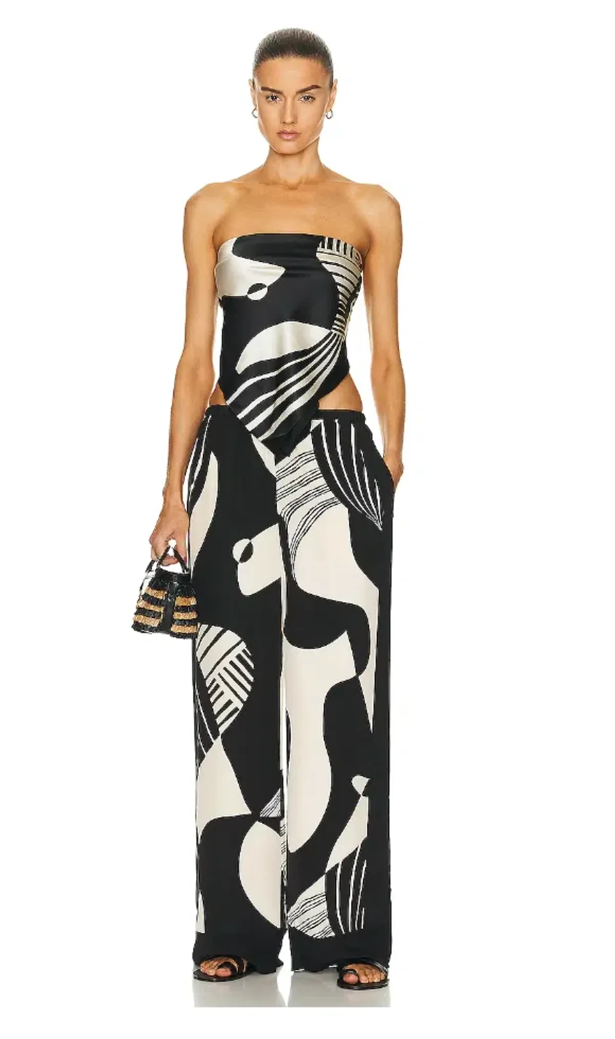 Sir the Label Realisme Pant & Scarf Top Black Print Size 2/ AU 10 - Image 2