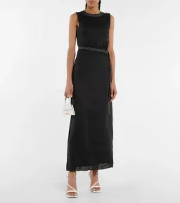 Sir the Label Vilma Cut Out Linen Maxi Dress in Black Size 8 for rent on The Volte - image 1