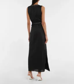 Sir the Label Vilma Cut Out Linen Maxi Dress in Black Size 8 for rent on The Volte - image 2