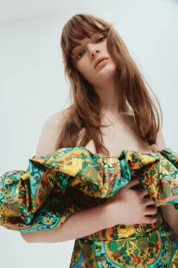 Alemais Sofie Off Shoulder Mini Dress Multi Floral Size 10  for rent on The Volte - image 4