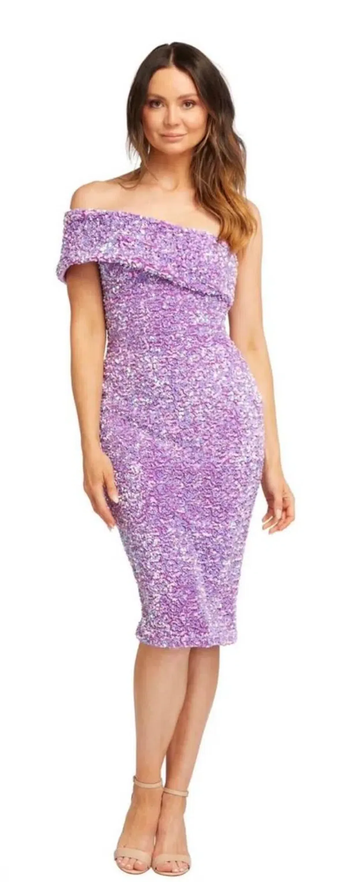 Eliya The Label Alyssa Midi Dress Purple Sequin Size XS / AU 6 - Image 2
