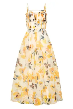 Aje Botanica Cross Back Midi Dress Pressed Sunflowers Size 8 for rent on The Volte - image 5