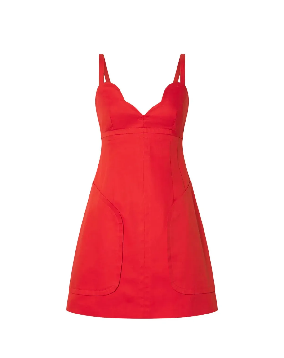 Oroton Scallop Detailed Mini Dress in True Red Size 4 - Image 3