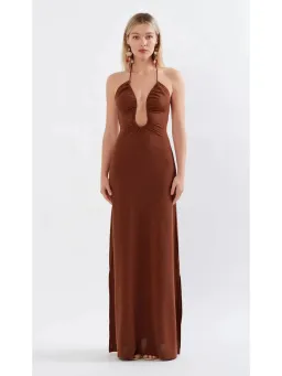 Sonya Moda Knitted Keyhole Dress In Spice Brown Size AU 8 for rent on The Volte - image 1