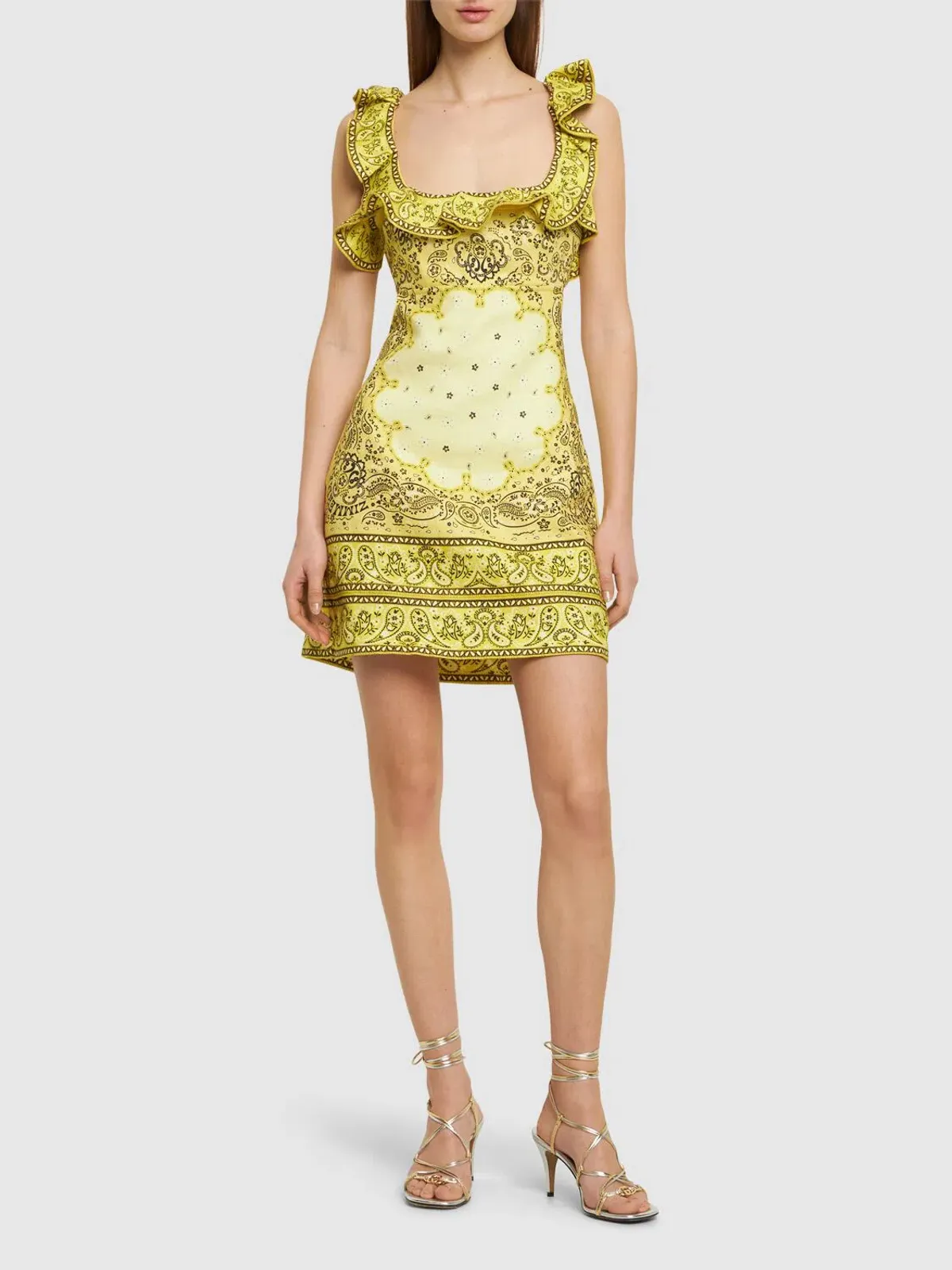 Zimmermann Matchmaker Frilled Mini Dress Yellow Bandana Size 1 / AU 10 - Image 1