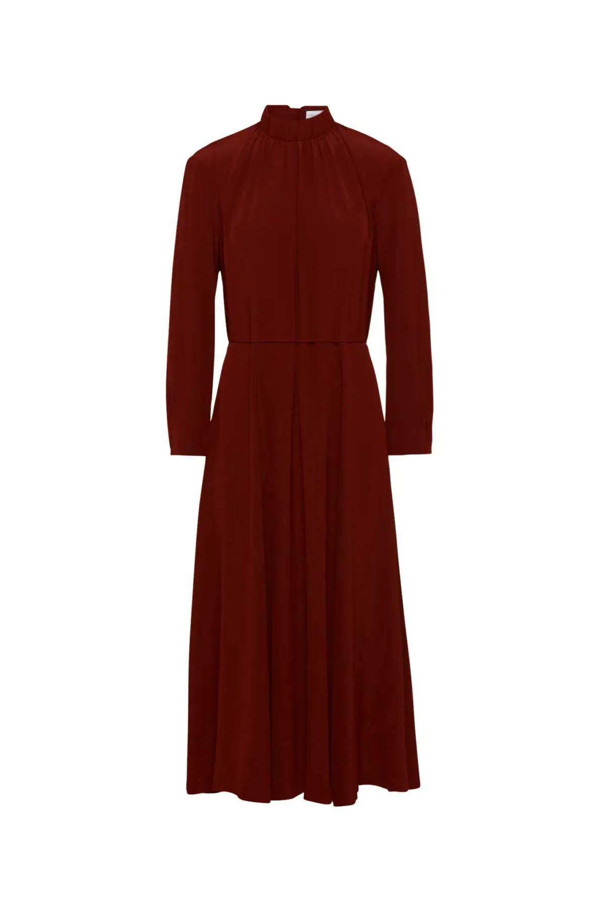 Scanlan Theodore Silk Gather Neck Dress in Burgundy Size AU 6 - Image 5