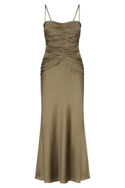 Shona Joy Luxe Ruched Bodice Midi Dress in Pine Size 10 for rent on The Volte - image 4