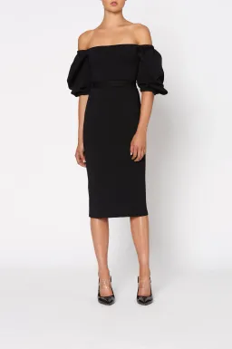 Scanlan Theodore Crepe Knit Dress Black Size 8 for rent on The Volte - image 1