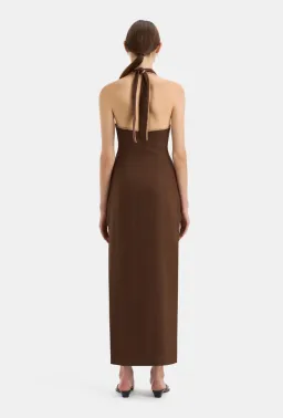 Sir the Label Affogato Halter Dress Chocolate Brown Size AU 8 for rent on The Volte - image 2