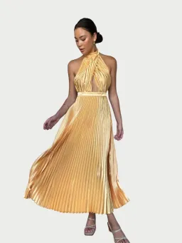 L'Idee Renaissance Split Gown Mango Gold Size 8 for rent on The Volte - image 1