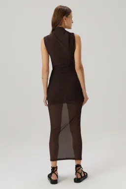 MISHA Tillie Midi Dress Umber Brown Size 8 for rent on The Volte - image 3