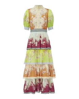 Alemais Marlow Frill Midi Dress in Multi Size 12 for rent on The Volte - image 3