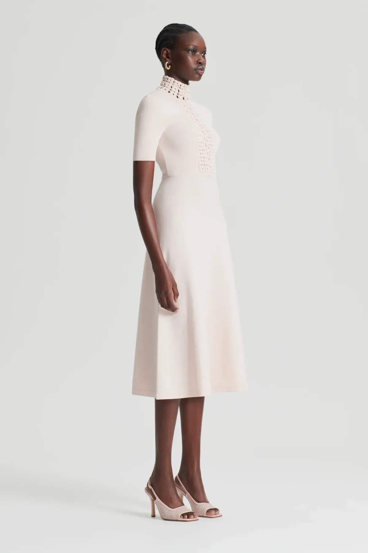 Scanlan Theodore Crepe Knit Daisy Soft Dress Blush Size L/AU 12 - Image 4