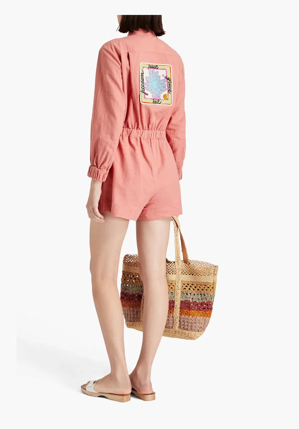 Zimmerman Appliquéd Cotton Playsuit Pink Size 4/ AU 16 - Image 2