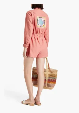 Zimmerman Appliquéd Cotton Playsuit Pink Size 4/ AU 16 for rent on The Volte - image 2