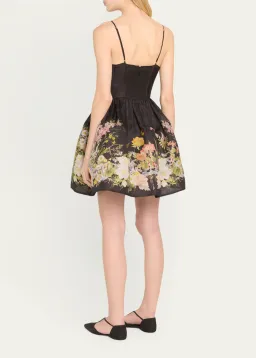 Zimmermann Natura Ruched Mini Dress in Black Wild Flowers Size 0 / AU 8 for rent on The Volte - image 3