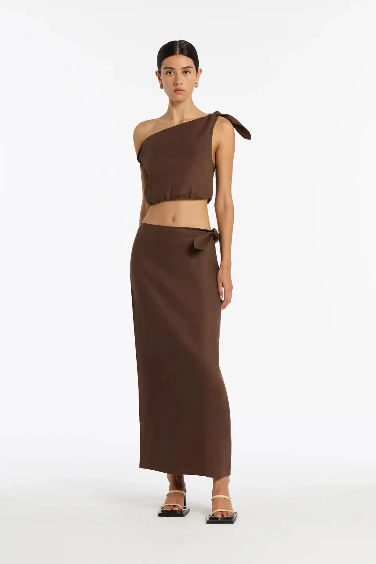 Sir the Label Bettina Tie Crop & Skirt Set in Brown Size 1/AU 8 - Image 1