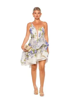 Zimmermann Natura Draped Mini Dress in Blue Floral Size 1/AU 10 for rent on The Volte - image 1