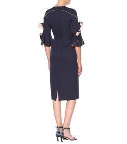 Roksanda Lavete Crepe Bow Midi Dress Navy Size 6 for rent on The Volte - image 2
