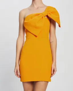 By Johnny Calypso Wrapped Up Asymmetric Mini Dress Yellow Size 6 for rent on The Volte - image 2