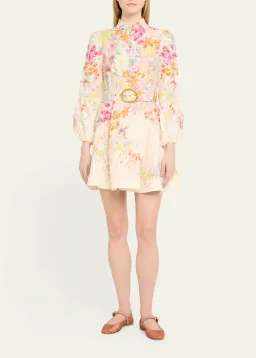 Zimmermann Natura Buttoned Mini Dress Kaleidoscope Garden Floral Size 2 / AU 12 for rent on The Volte - image 2