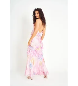 LoveShackFancy Rialto Floral Chiffon Maxi Dress Candy Sparkle Size XXS/AU 4 for rent on The Volte - image 3