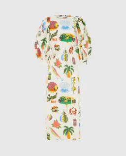 Alemais Samaki Puff Sleeve Midi Dress in Multi Size AU 16 for rent on The Volte - image 6
