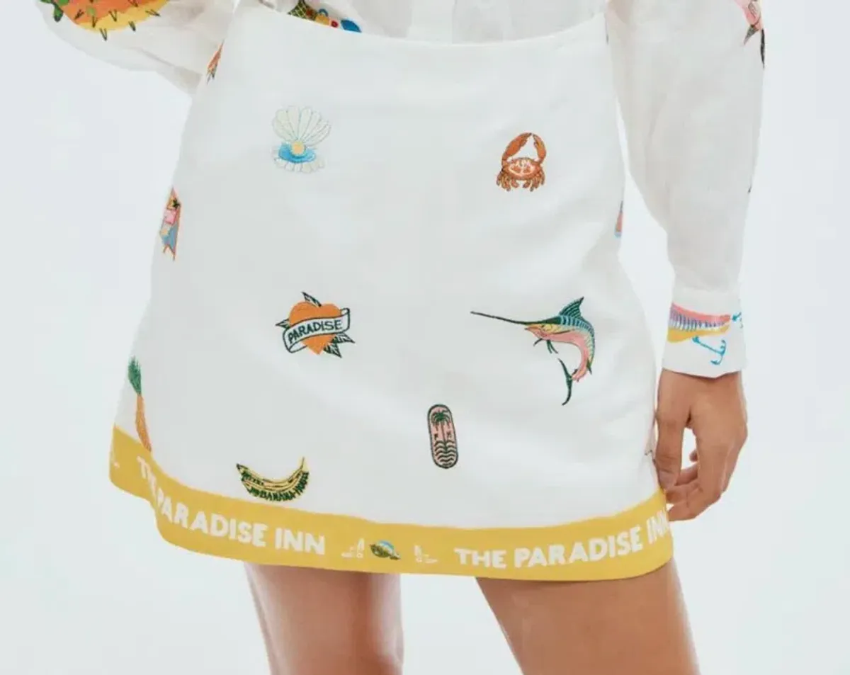 Alemais Blue Marlin Embroidered Shirt AU 14 and Skirt AU 16 in Print - Image 7