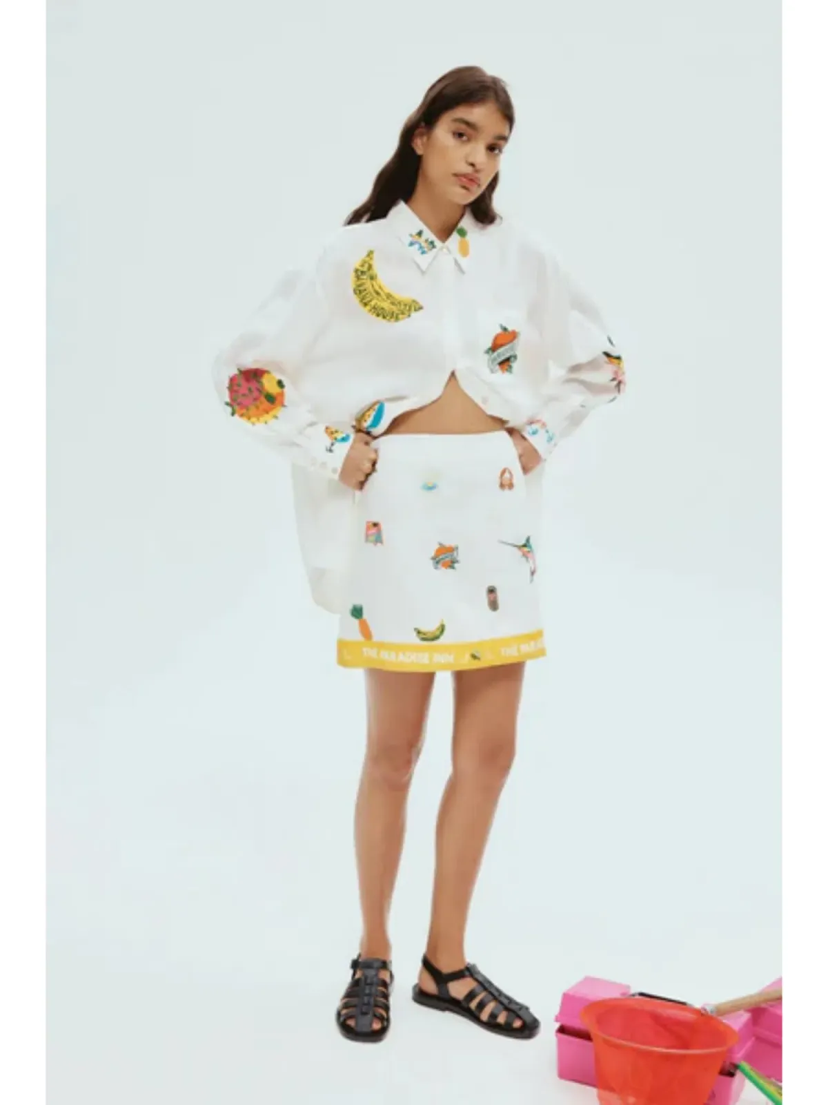 Alemais Blue Marlin Embroidered Shirt AU 14 and Skirt AU 16 in Print - Image 5