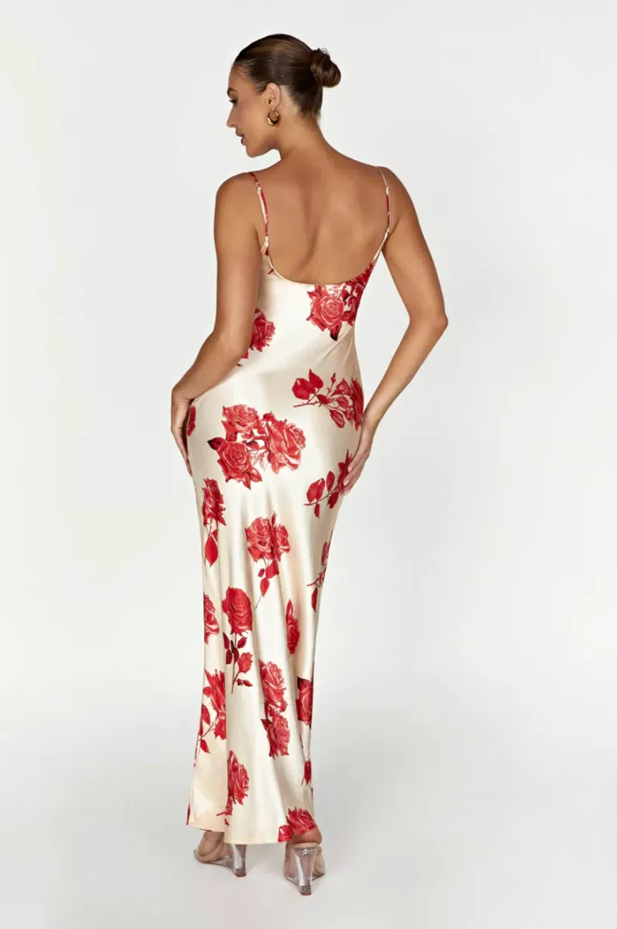 Meshki Rosalie Maxi Dress White & Red Rose Print Size S / AU 8 - Image 2