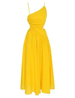 Zimmermann Ginger Asymmetric Midi Dress Marigold Size 1 / AU 10 for rent on The Volte - image 1