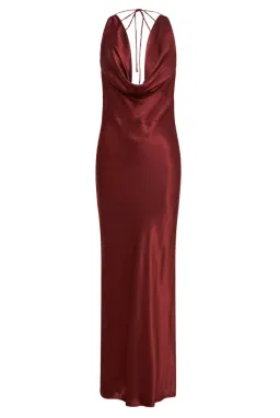MESHKI Angelique Satin Cowl Back Maxi Dress Berry in Size S / AU 8 for rent on The Volte - image 7