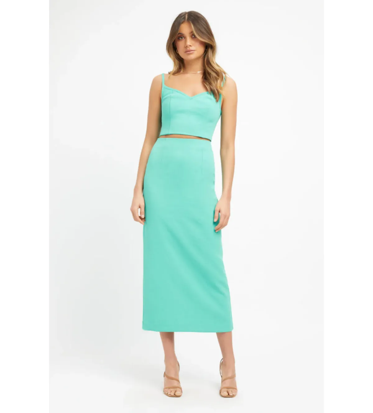 Kookai Oyster Panel Top Size 38/Au 10 and Oyster Column Skirt Size 36/Au 8 Set Aqua Green  - Image 1